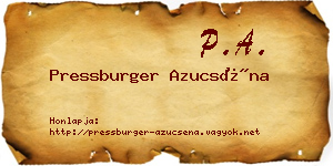 Pressburger Azucséna névjegykártya
